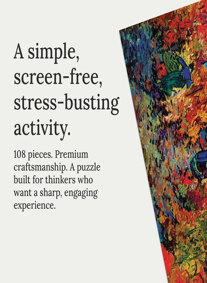 91Knots | The Red Vineyard by Vincent Van Gogh 108 Pieces Premium Wooden Small Jigsaw Puzzle for Adults & Teens | Classical Art Brain Teaser | Mindfulness Activity | Travel-Friendly Gift - Image 2